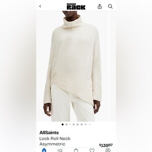 All Saints Lock Roll Neck Asymmetrical Cream Sweater